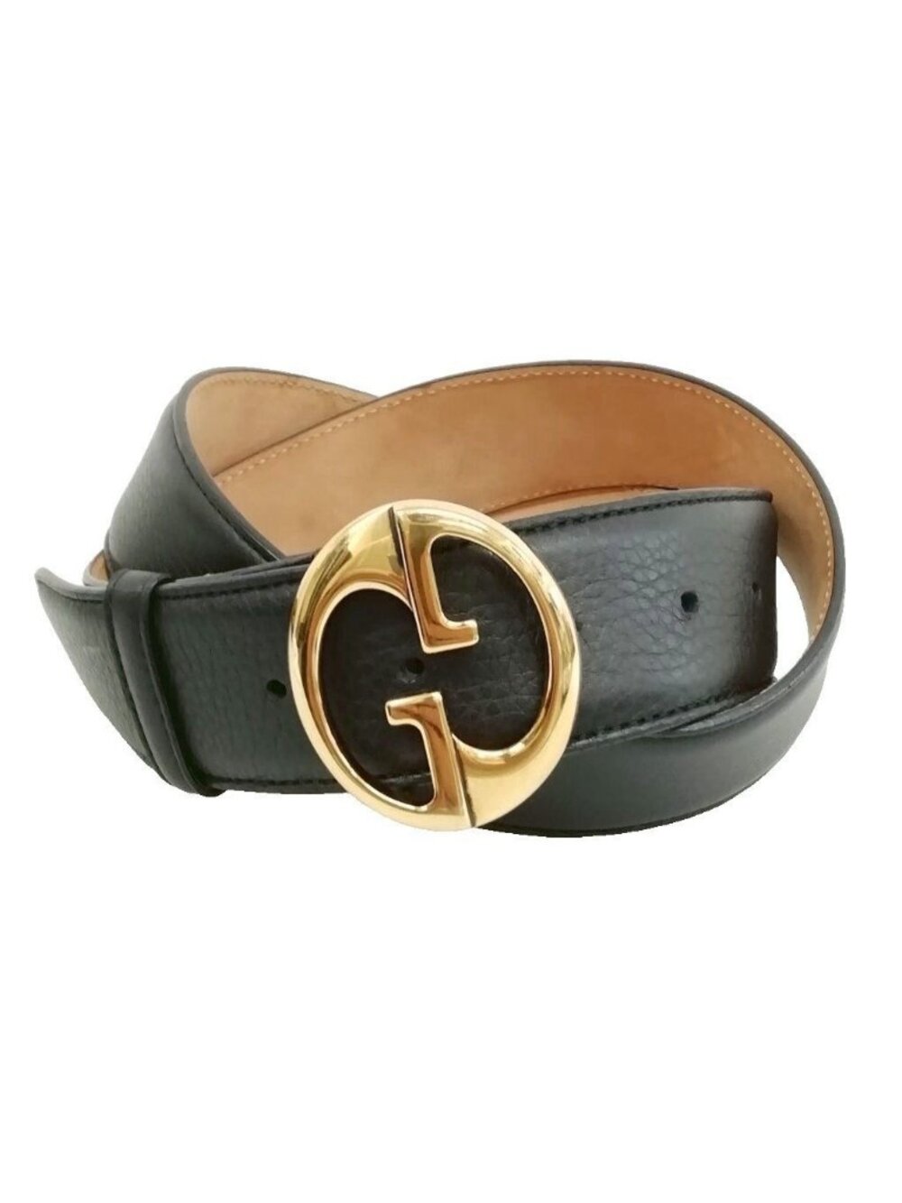 Gucci Interlocking G Buckle Belt Leather 85 34 Black Gold